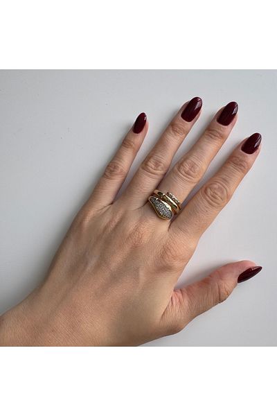 Venus Design Steel Stone Snake Ring