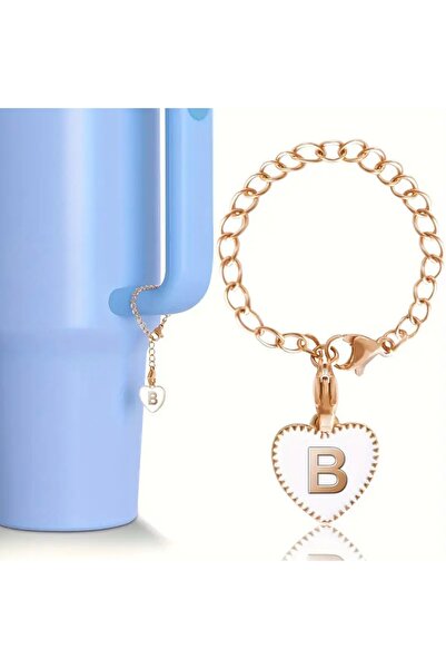 arredamento حرف B على شكل قلب ترمس متوافق مع إكسسوارات ساحرة بيضاء معلقة