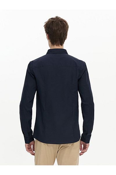 Ltb Navy Blue Textured Shirt