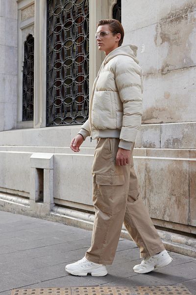 Danger Ανδρικό Bomber Puffer Coat Ecru