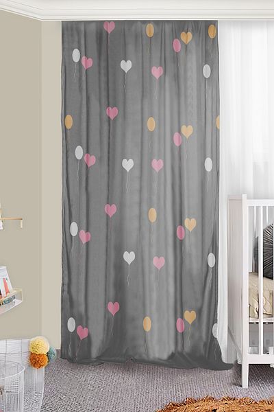 Bebişim Halı Heart Double Winged Children's Room Background Curtain