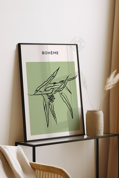 Basquiart Poster din seria Bohemian cu ramă din lemn, numărul tabloului: 60