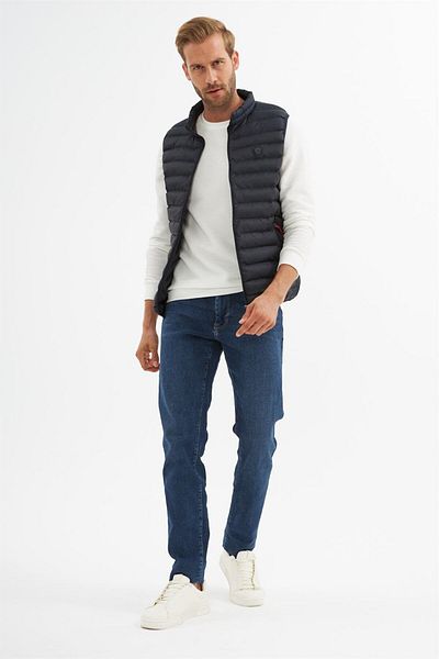 Danger Vestă Puffer Standard Mold pentru bărbați, albastru bleumarin
