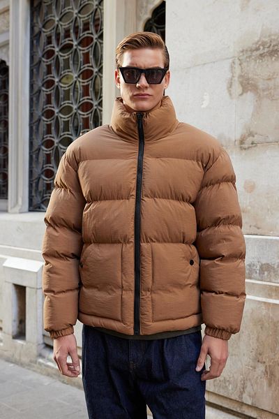 Danger Ανδρικό Puffer Jacket Καφέ
