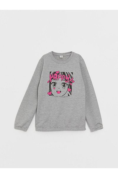 LC Waikiki LCW Crew Neck Printed Long Sleeve Girl's Sweatshirt