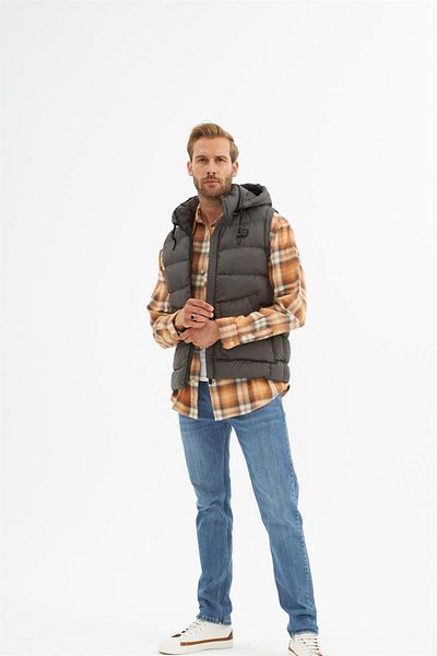 Danger Men's Removable Hooded Pocket Detailed Puffer Vest Anthracite
