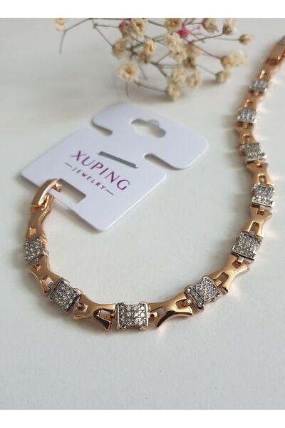 Feride سوار من الفولاذ Xox بلون وردي - مضاد للحساسية ومضاد للتشويه، فاخر مقاس...