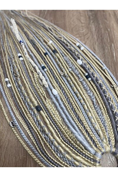 Selin Bengi Rasta Mix African Knit Buckles 35Pcs 50cm - Platinum & Grey Tones