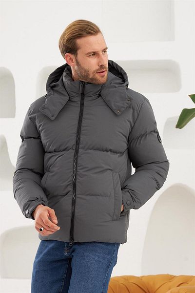 Danger Ανδρικό αδιάβροχο αφαιρούμενο κουκούλα Puffer Coat Anthracite
