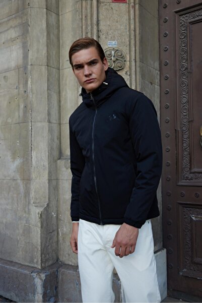 Danger Men's Basic Waterproof Hooded Coat Black