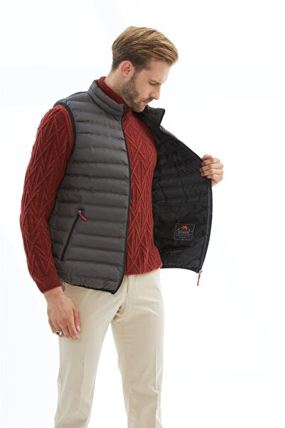 Danger Ανδρικό φουσκωτό γιλέκο φόρμας ανθρακί