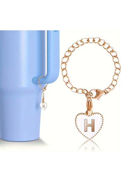 arredamento Letter H Heart Thermos Compatible White Charm Accessory Hanging O...