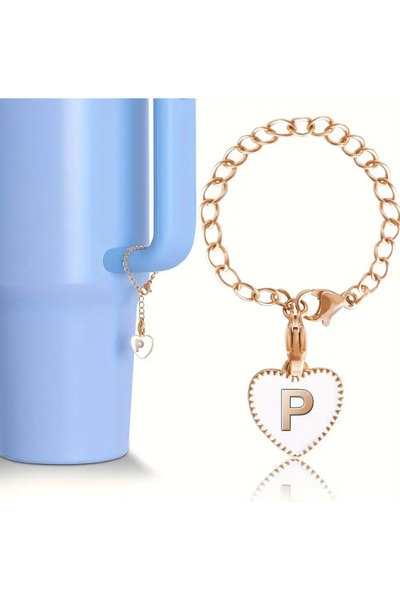 arredamento حرف P قلب ترمس متوافق مع إكسسوارات ساحرة بيضاء معلقة