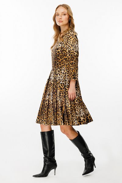 Ekol Rochie din satin cu model leopard Leopa-5141