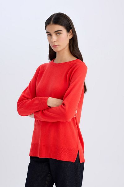 DeFacto Crew Neck Soft Textured Knitwear Sweater - Regular Fit I6913Az24Wn