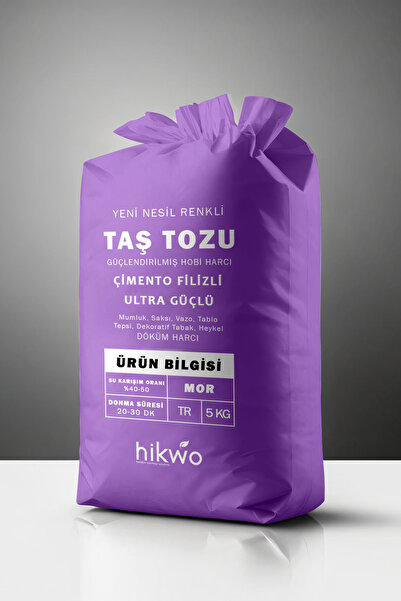 Hikwo Renkli Taş Tozu - Mumluk Döküm Harcı - Beton Harcı - Mor 5 KG