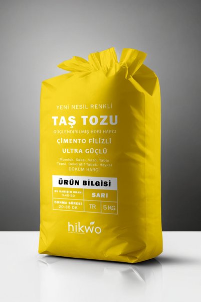 Hikwo Renkli Taş Tozu - Mumluk Döküm Harcı - Beton Harcı - Sarı 5 KG