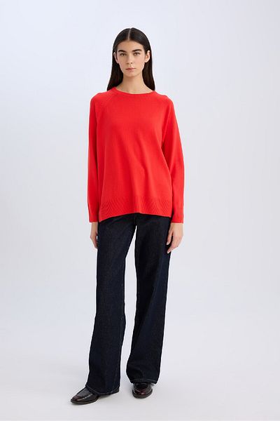 DeFacto Crew Neck Soft Textured Knitwear Sweater - Regular Fit I6913Az24Wn