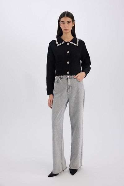 DeFacto Košilový límec Regular Fit Knitwear Cardigan D6941Ax24Wn