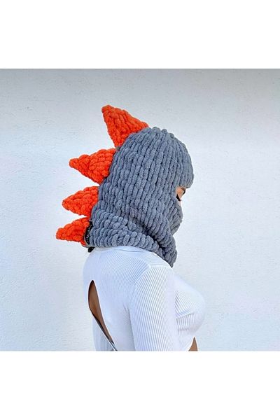 AidaAstrid Winter Puffy Beanie Hat - Hand Knitted Balaclava