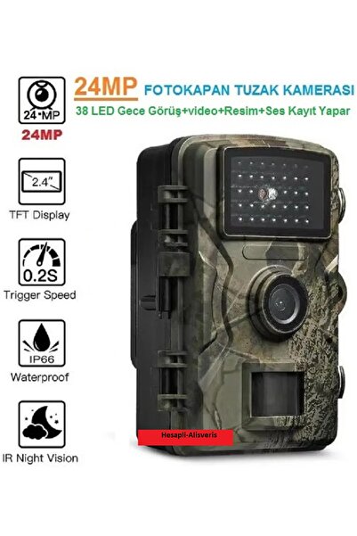 Hesapli Alisveris 24 MP HAREKETE DUYARLI FOTOKAPAN - 38 LED KIZILÖTESİ TUZAK KAMERA