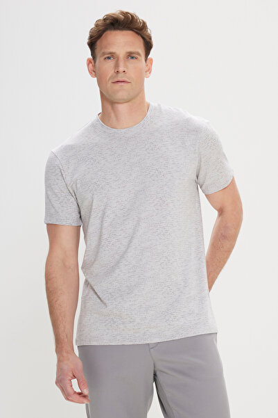 ALTINYILDIZ CLASSICS Men's Gray Slim Fit Slim Fit Crew Neck Cotton Short Sleeve T-Shirt