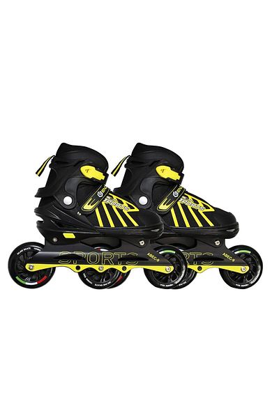 Endless Inline Adjustable Skates | Large Size 39-43 Eur | Yellow | 100 Mm Pu Wheels