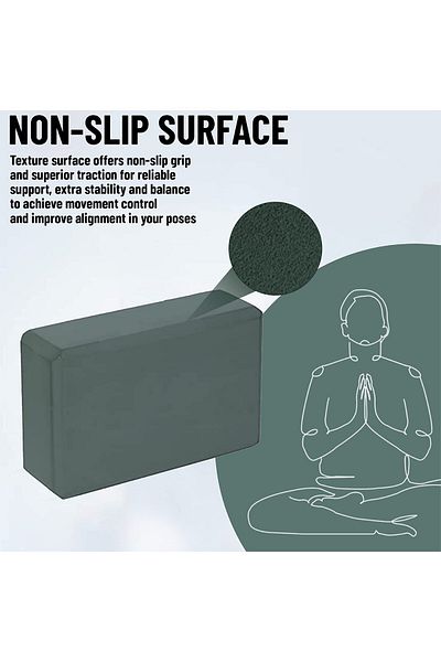EVERLAST Yoga Brick | Eva Foam | Non-slip | For Home Fitness And Yoga | Grey