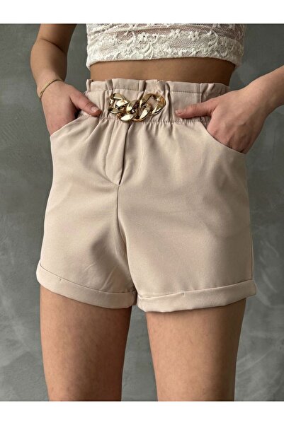 Caddebostan Moda Kratke hlače sa visokim strukom i detaljnim lančićima na dže...