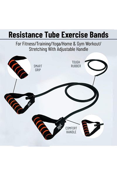 EVERLAST Ab. Hard Resistance Toning Tube | 1200mm Length, 6mm Wall Thickness, Foam Handle | Black