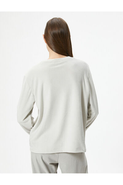 Koton Kışlık Polar Pijama Üstü Ayıcıklı Uzun Kollu