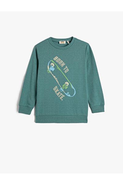 Koton Суичър с повдигната скейтборд щампа с кръгла яка