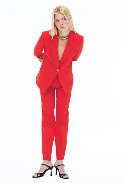 Perspective Aleras Slim Fit Standard Length Fake Sleeve Jacket Lapel Red Jacket
