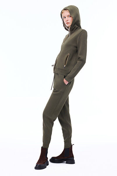 Perspective Knitwear Comfortable Fit Ankle Length Khaki Trousers