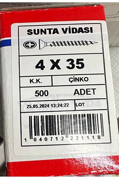 EFAKS 4x35 Sunda Vidası 500 adet