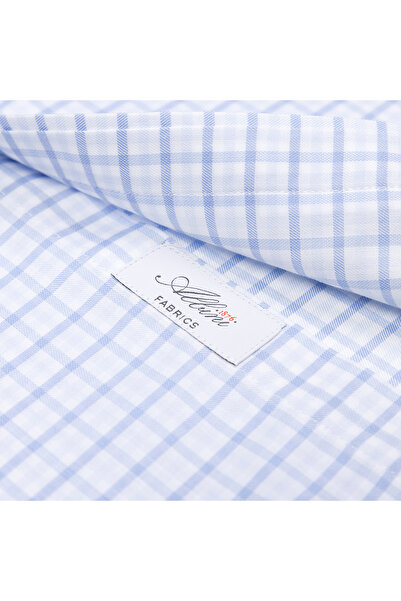 Germirli Beyaz Kare Desenli Albini Relax Formula Tailor Fit Saf Pamuk Exclusive Gömlek