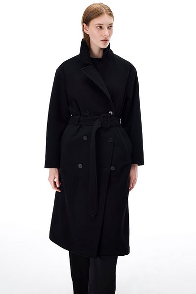 Perspective Alaias Regular Fit Long Length Low Sleeve Men's Lapel Black Coat