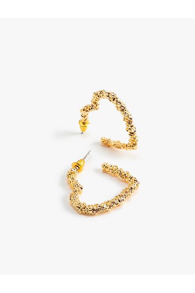 Koton Textured Heart Hoop Earrings