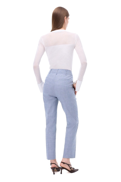 Perspective Arges Regular Fit Plaid Pattern Long Length Indigo Trousers