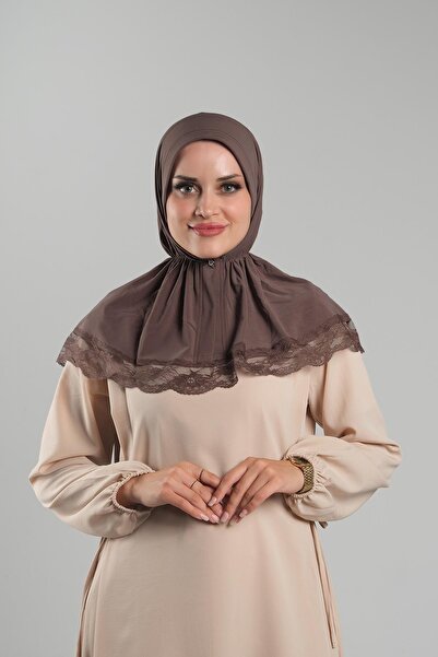 HÜRREM BONE Eșarfă Hijab din nurcă, practică, gata - Dantela nisipoasă, cu ca...