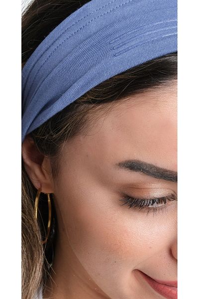 HÜRREM BONE Μπλε Πρακτικό έτοιμο κουμπωτό Hijab Bonnet Viscose Fabric Plain 3007_34