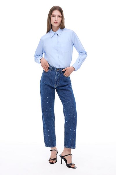 Perspective Pantaloni Blendas, cu potrivire confortabilă, până la gleznă, albastru deschis