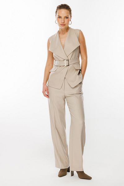 Ekol Wide Leg and Bridge Trousers - Sand Color