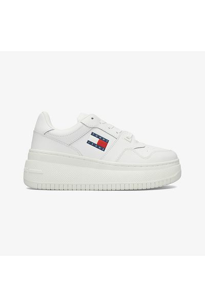 Tommy Hilfiger Brand Logo Platform Heels Stylish Look White Suitable for Daily Use