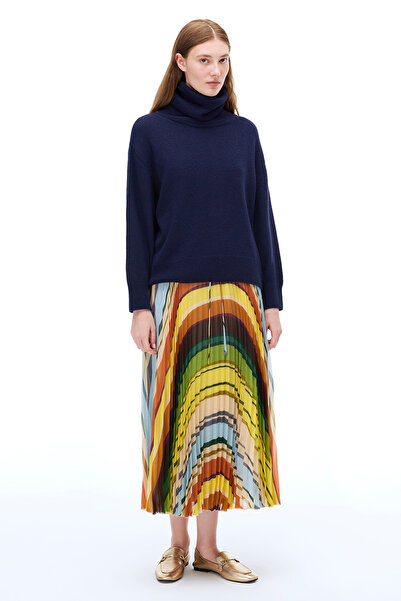 Perspective Divagos Comfortable Fit Knee Length Multicolor Skirt