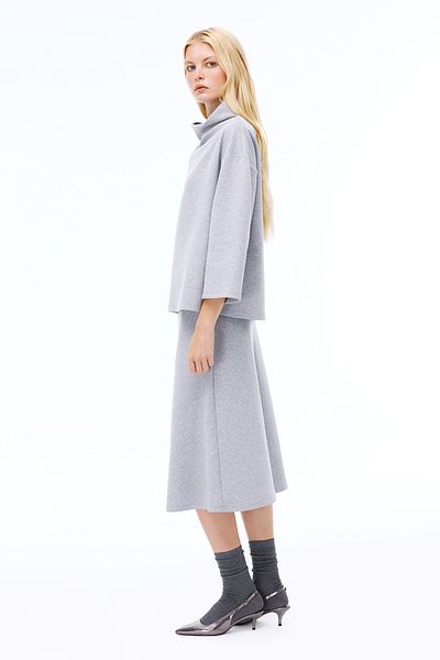Perspective Fusta Gri Melange Lungime Midi Regular Fit