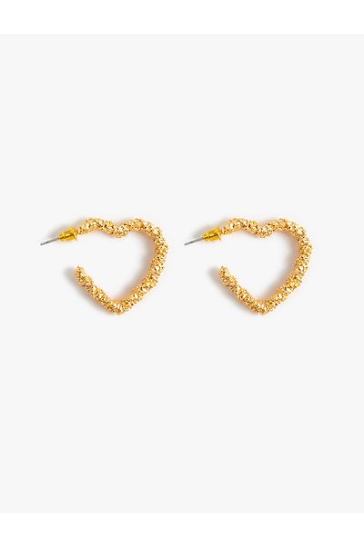 Koton Textured Heart Hoop Earrings