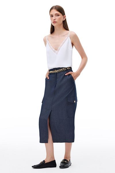 Perspective Latibule Regular Fit Midi Boy Индиго пола