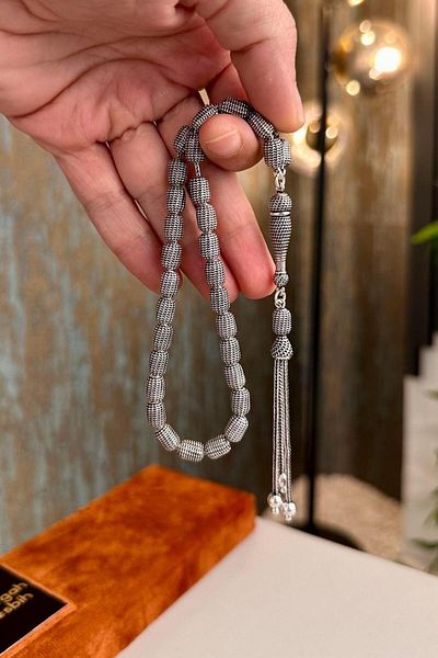 dergah tesbih Carved Workmanship Collectable Silver Rosary