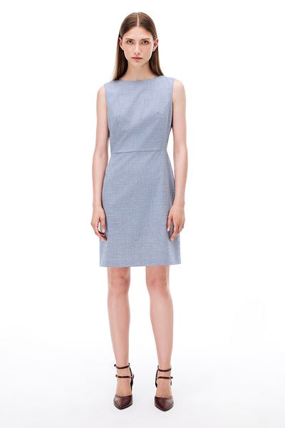 Perspective Φόρεμα Indigo με καρό μοτίβο Arges Slim Fit πάνω από το γόνατο με μηδενικό μανίκι